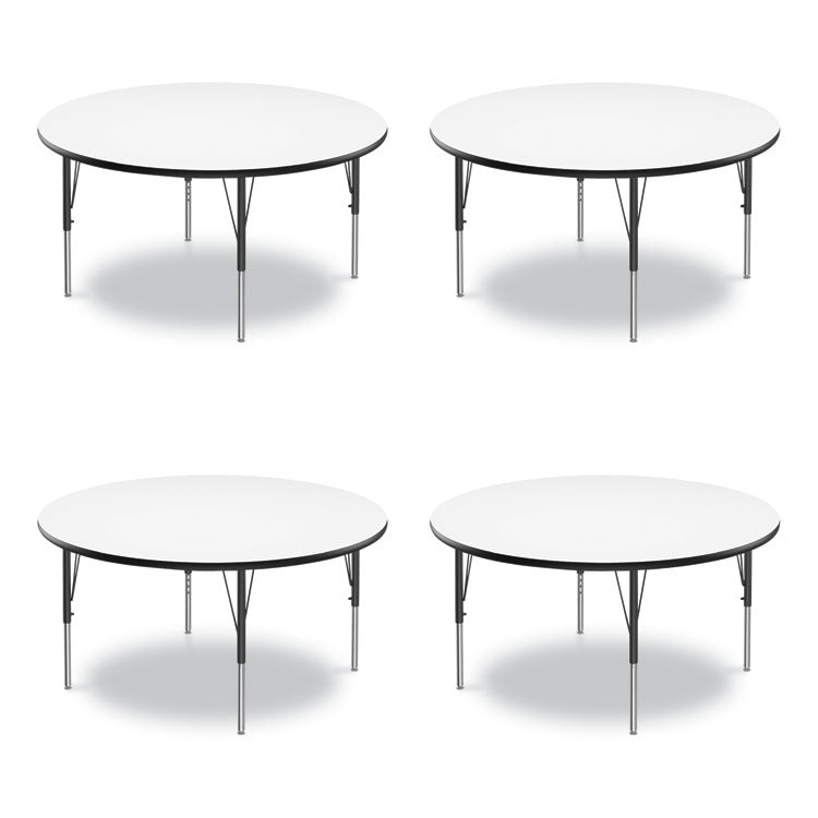 Correll® Dry Erase Markerboard Activity Tables, Round, 42" x 19" to 29", White Top, Black Legs, 4/Pallet, Ships in 4-6 Business Days (CRL42DERD80954P) Each