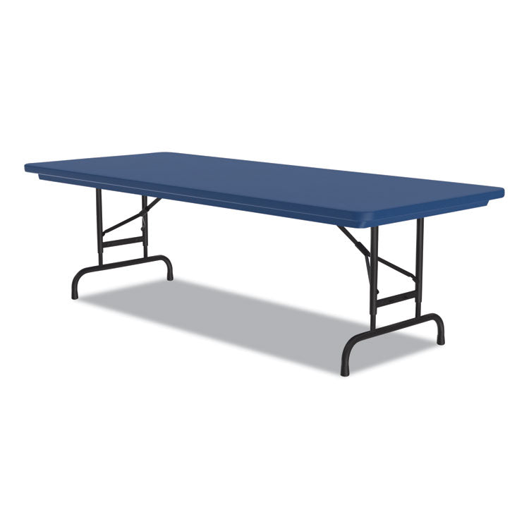 Correll® Adjustable Folding Tables, Rectangular, 72" x 30" x 22" to 32", Blue Top, Black Legs, 4/Pallet, Ships in 4-6 Business Days (CRLRA3072274P) Each