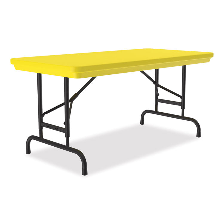 Correll® Adjustable Folding Table, Rectangular, 48" x 24" x 22" to 32", Yellow Top, Black Legs, 4/Pallet, Ships in 4-6 Business Days (CRLRA2448284P) Each