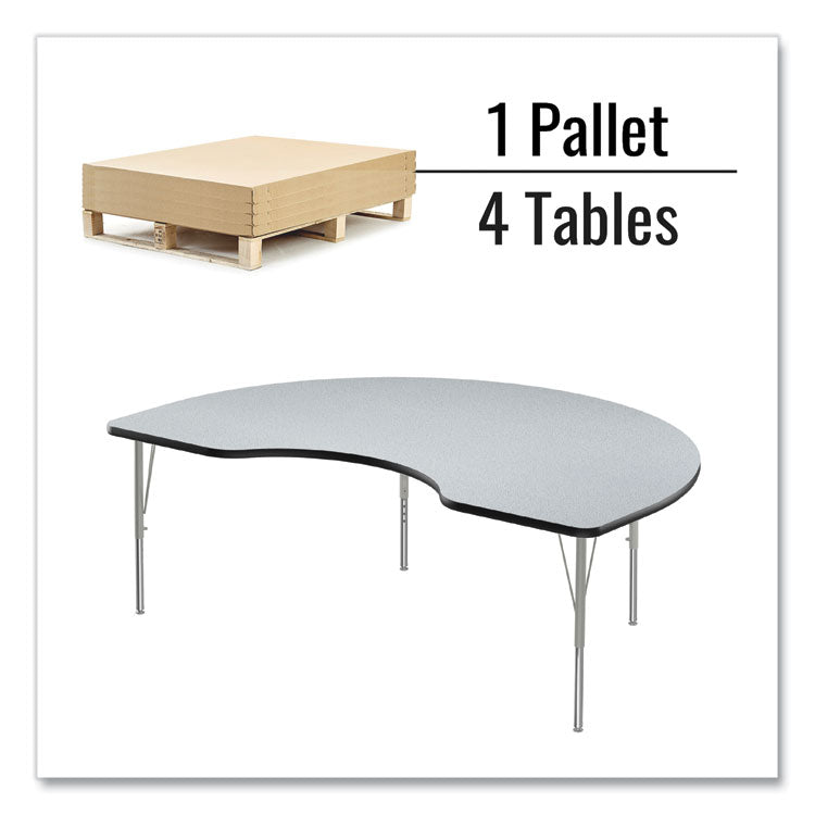 Correll® Adjustable Activity Tables, Kidney Shaped, 72" x 48" x 19" to 29", Gray Top, Gray Legs, 4/Pallet, Ships in 4-6 Business Days (CRL4872TF15954P) Each