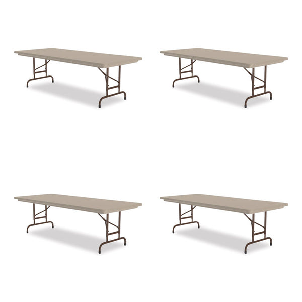 Correll® Adjustable Folding Tables, Rectangular, 72" x 30" x 22" to 32", Mocha Top, Brown Legs, 4/Pallet, Ships in 4-6 Business Days (CRLRA3072244P)