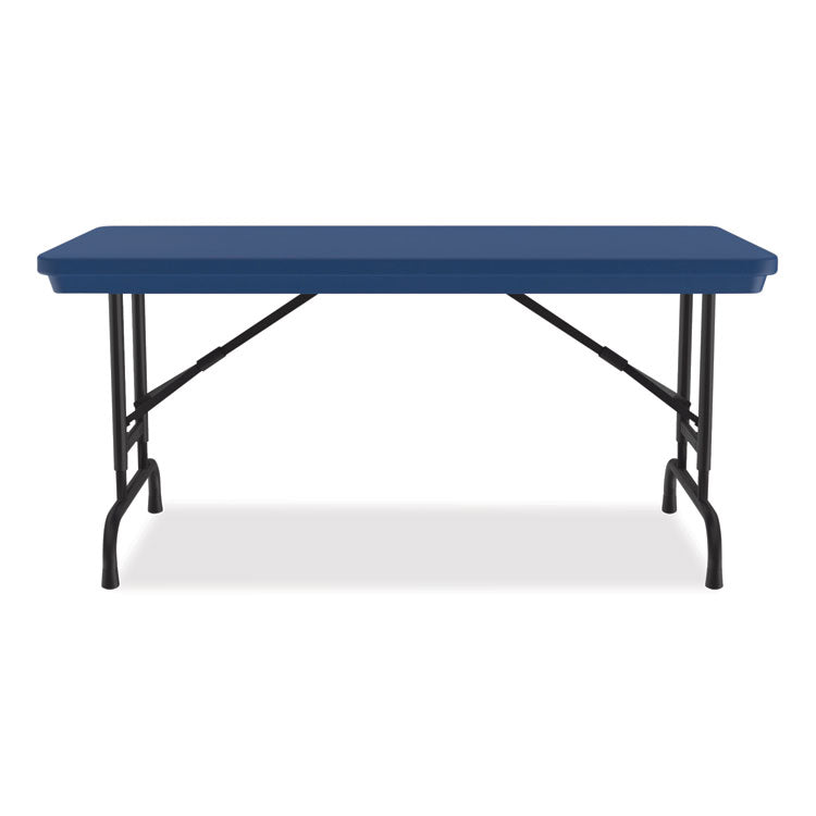 Correll® Adjustable Folding Table, Rectangular, 48" x 24" x 22" to 32", Blue Top, Black Legs, 4/Pallet, Ships in 4-6 Business Days (CRLRA2448274P) Each