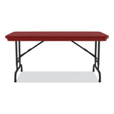 Correll® Adjustable Folding Table, Rectangular, 48" x 24" x 22" to 32", Red Top, Black Legs, 4/Pallet, Ships in 4-6 Business Days (CRLRA2448254P) Each