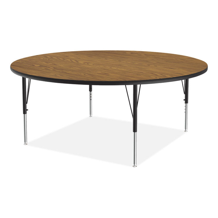 Correll® Height Adjustable Activity Tables, Round, 60" x 19" to 29", Medium Oak Top, Black Legs, 4/Pallet, Ships in 4-6 Business Days (CRL60TFRD0695K4)