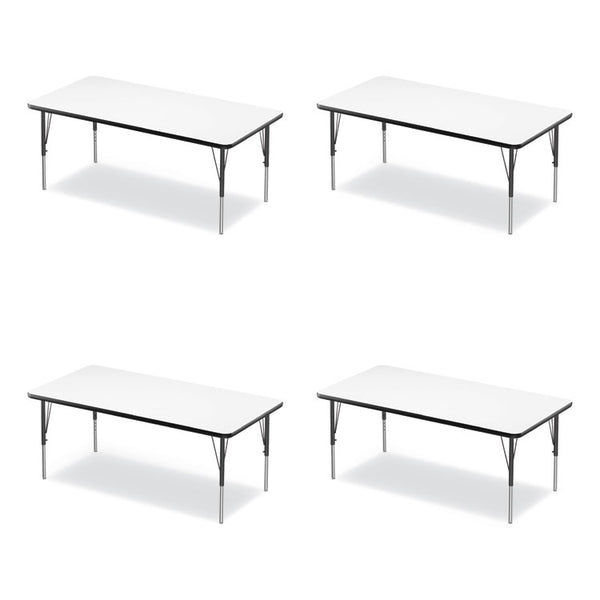 Correll® Markerboard Activity Tables, Rectangular, 60" x 30" x 19" to 29", White Top, Black Legs, 4/Pallet, Ships in 4-6 Business Days (CRL3060DE80954P)