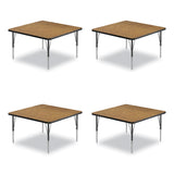 Correll® Adjustable Activity Tables, Square, 48" x 48" x 19" to 29", Medium Oak Top, Black Legs, 4/Pallet, Ships in 4-6 Business Days (CRL4848TF0695K4) Each