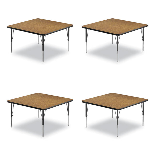 Correll® Adjustable Activity Tables, Square, 48" x 48" x 19" to 29", Medium Oak Top, Black Legs, 4/Pallet, Ships in 4-6 Business Days (CRL4848TF0695K4)