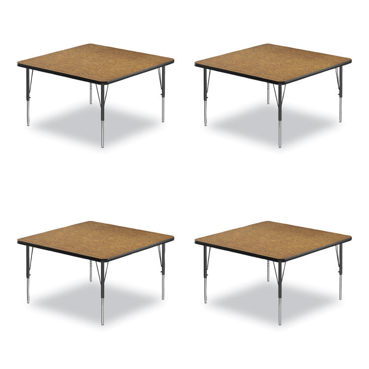 Correll® Adjustable Activity Tables, Square, 48" x 48" x 19" to 29", Medium Oak Top, Black Legs, 4/Pallet, Ships in 4-6 Business Days (CRL4848TF0695K4) Each