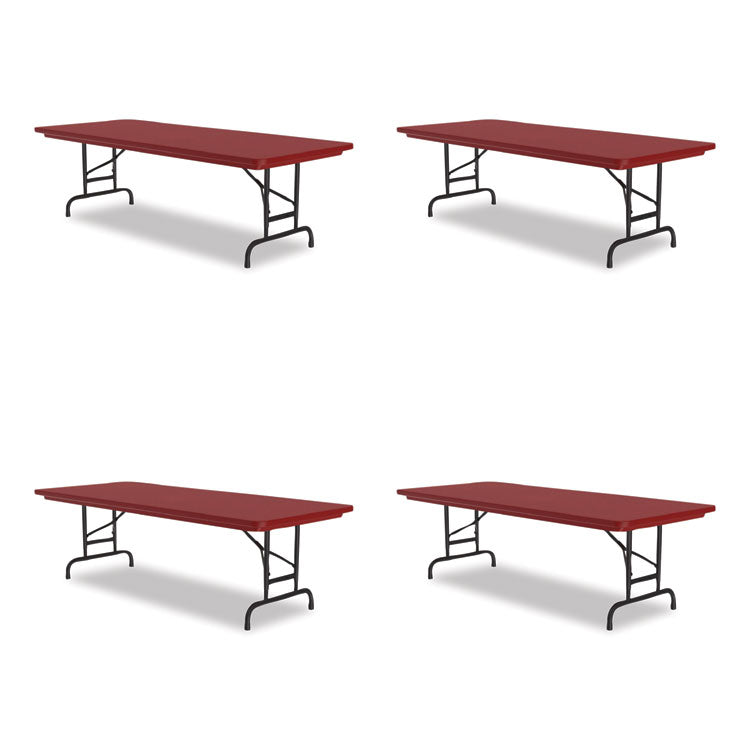 Correll® Adjustable Folding Tables, Rectangular, 60" x 30" x 22" to 32", Red Top, Black Legs, 4/Pallet, Ships in 4-6 Business Days (CRLRA3060254P) Each