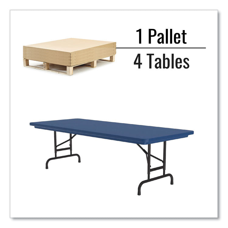 Correll® Adjustable Folding Tables, Rectangular, 60" x 30" x 22" to 32", Blue Top, Black Legs, 4/Pallet, Ships in 4-6 Business Days (CRLRA3060274P) Each