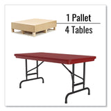 Correll® Adjustable Folding Table, Rectangular, 48" x 24" x 22" to 32", Red Top, Black Legs, 4/Pallet, Ships in 4-6 Business Days (CRLRA2448254P) Each