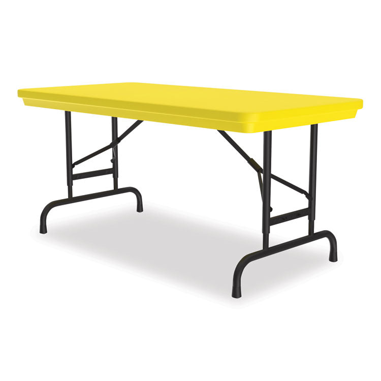 Correll® Adjustable Folding Table, Rectangular, 48" x 24" x 22" to 32", Yellow Top, Black Legs, 4/Pallet, Ships in 4-6 Business Days (CRLRA2448284P) Each