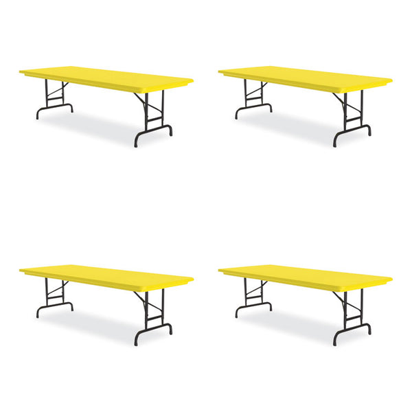 Correll® Adjustable Folding Tables, Rectangular, 60" x 30" x 22" to 32", Yellow Top, Black Legs, 4/Pallet, Ships in 4-6 Business Days (CRLRA3060284P)