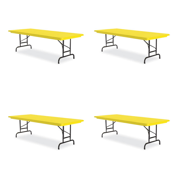 Correll® Adjustable Folding Tables, Rectangular, 60" x 30" x 22" to 32", Yellow Top, Black Legs, 4/Pallet, Ships in 4-6 Business Days (CRLRA3060284P) Each