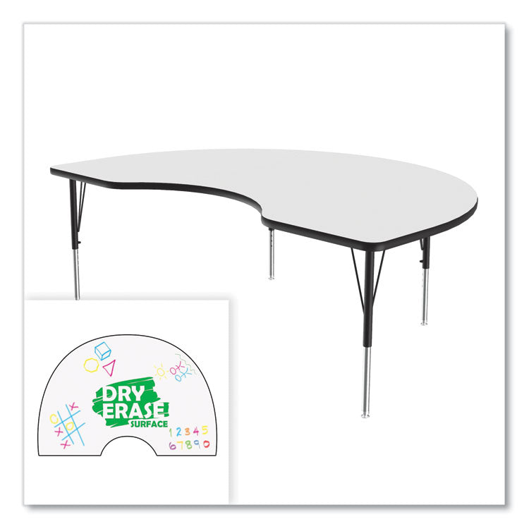 Correll® Markerboard Activity Table, Kidney Shape, 72" x 48" x 19" to 29", White Top, Black Legs, 4/Pallet, Ships in 4-6 Business Days (CRL4872DE80954P) Each