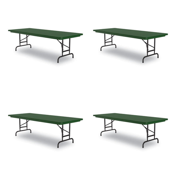 Correll® Adjustable Folding Tables, Rectangular, 60" x 30" x 22" to 32", Green Top, Black Legs, 4/Pallet, Ships in 4-6 Business Days (CRLRA3060294P)