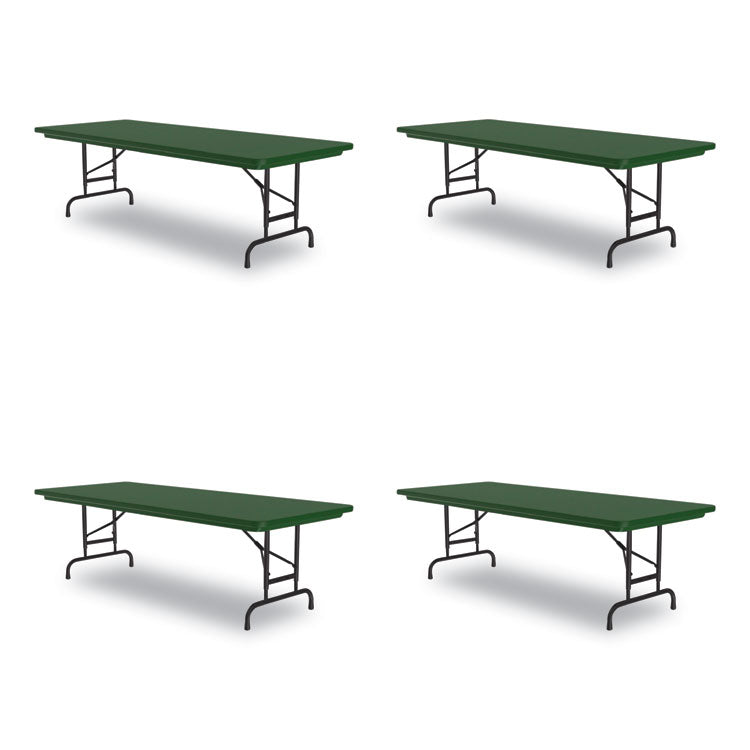 Correll® Adjustable Folding Tables, Rectangular, 60" x 30" x 22" to 32", Green Top, Black Legs, 4/Pallet, Ships in 4-6 Business Days (CRLRA3060294P) Each