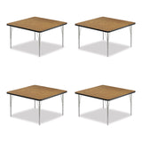 Correll® Adjustable Activity Tables, Square, 48" x 48" x 19" to 29", Medium Oak Top, Silver Legs, 4/Pallet, Ships in 4-6 Business Days (CRL4848TF06954P) Each