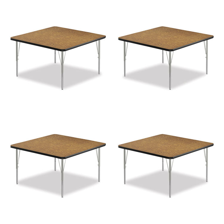 Correll® Adjustable Activity Tables, Square, 48" x 48" x 19" to 29", Medium Oak Top, Silver Legs, 4/Pallet, Ships in 4-6 Business Days (CRL4848TF06954P) Each