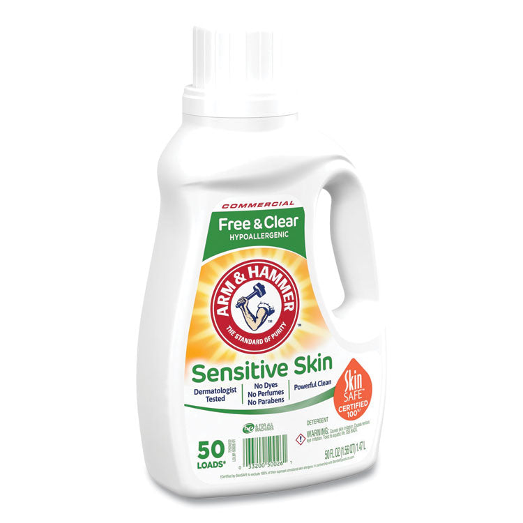 Arm & Hammer™ HE Compatible Liquid Detergent, Unscented, 50 Loads, 50 oz Bottle, 8/Carton (CDC3320050026)
