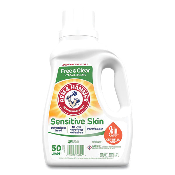 Arm & Hammer™ HE Compatible Liquid Detergent, Unscented, 50 Loads, 50 oz Bottle, 8/Carton (CDC3320050026)