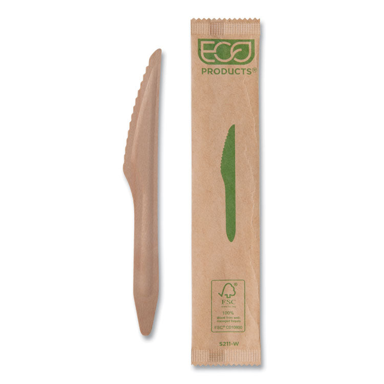 Eco-Products® Wood Cutlery, Knife, Natural, 500/Carton (ECOEPS211W) Case of 500