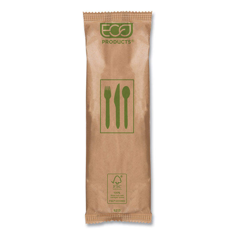 Eco-Products® Wood Cutlery, Fork/Knife/Spoon/Napkin, Natural, 500/Carton (ECOEPS215)
