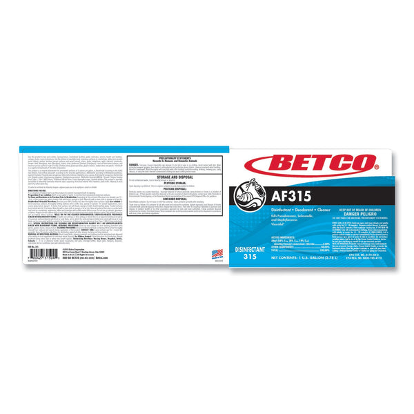 Betco® AF315 Disinfectant Cleaner, Citrus Floral Scent, 1 gal Bottle, 4/Carton (BET3150400)