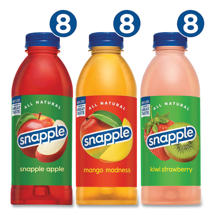 Snapple® Juice Drink Variety Pack, Snapple Apple, Kiwi Strawberry, Mango Madness, 20 oz Bottle, 24/Carton, Ships in 1-3 Business Days (GRR22000813)