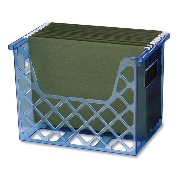 Officemate Blue Glacier&trade; Desktop File Organizer - 10.8", x 13.3" x 8.6" Depth - Desktop - Compact, Portable - Transparent Blue - 1 Each (OIC23221) Each