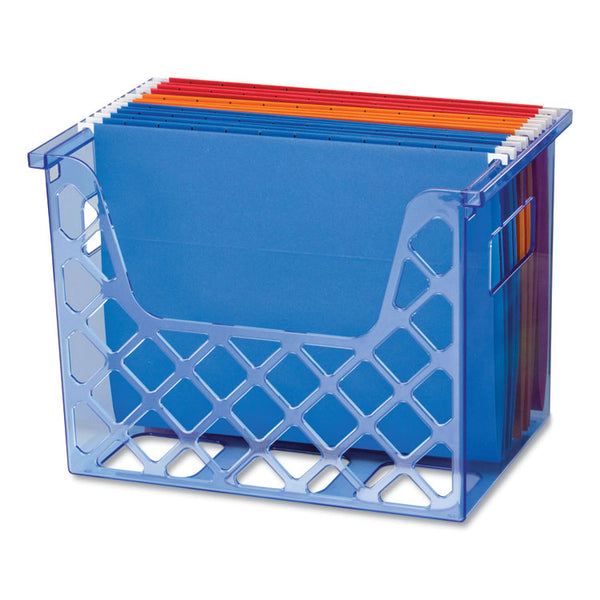 Officemate Blue Glacier&trade; Desktop File Organizer - 10.8", x 13.3" x 8.6" Depth - Desktop - Compact, Portable - Transparent Blue - 1 Each (OIC23221) Each