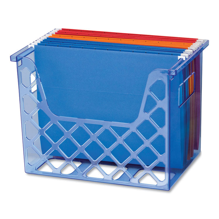 Officemate Blue Glacier&trade; Desktop File Organizer - 10.8", x 13.3" x 8.6" Depth - Desktop - Compact, Portable - Transparent Blue - 1 Each (OIC23221) Each