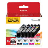 Canon® 2021C007 (CLI-281; PGI-280 XL) ChromaLife100+ Ink, Black XL/Black/Cyan/Magenta/Yellow, 5/Pack (CNM2021C007) Pack of 5