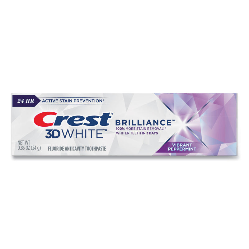 Crest® 3D White Brilliance Advanced Whitening Technology + Advanced Stain Protection Toothpaste, 0.85 oz Tube, 72/Carton (PGC06623) Case of 72