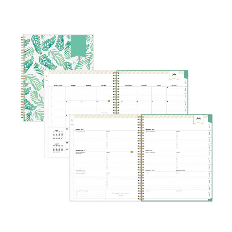 Day Designer Academic Year Weekly/Monthly Frosted Planner, Palms Artwork, 11 x 8.5, 12-Month (July to June): 2024 to 2025 (BLS137891)