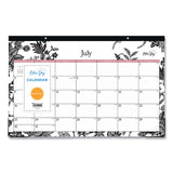 Analeis Academic Year Desk Pad Calendar, Floral Artwork, 17 x 11, White/Black/Coral Sheets, 12-Month (July-June): 2024-2025 (BLS130617) Each