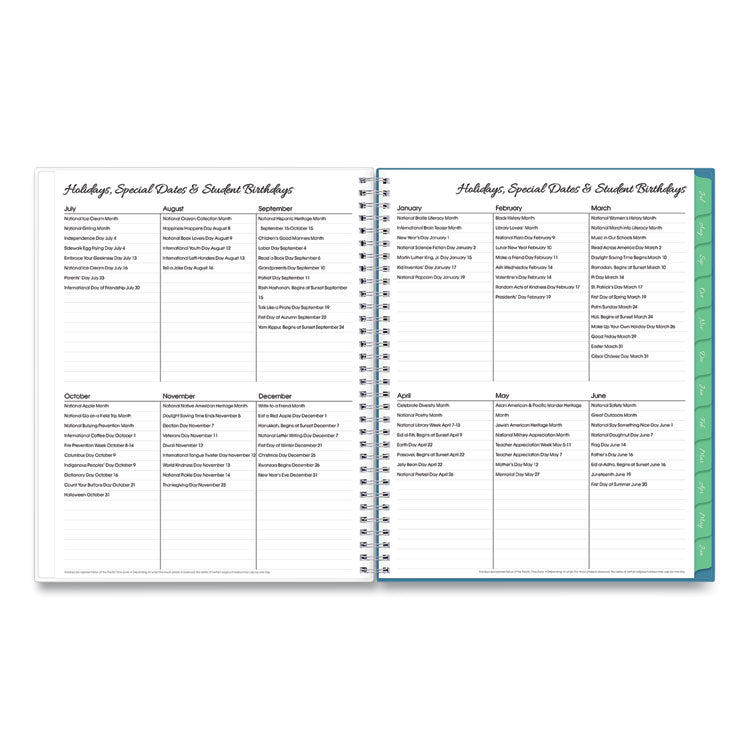 Ditsy Dapple Light CYO Cover Weekly/Monthly Lesson Planner, 2024-2025, Nine Classes, Multicolor Cover, (144) 11 x 8.5 Pages (BLS132002) Each
