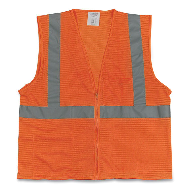 PIP ANSI Class 2 Two-Pocket Zipper Mesh Safety Vest, Polyester Mesh, 2X-Large, Orange (PID3020702ZOR2X) Each