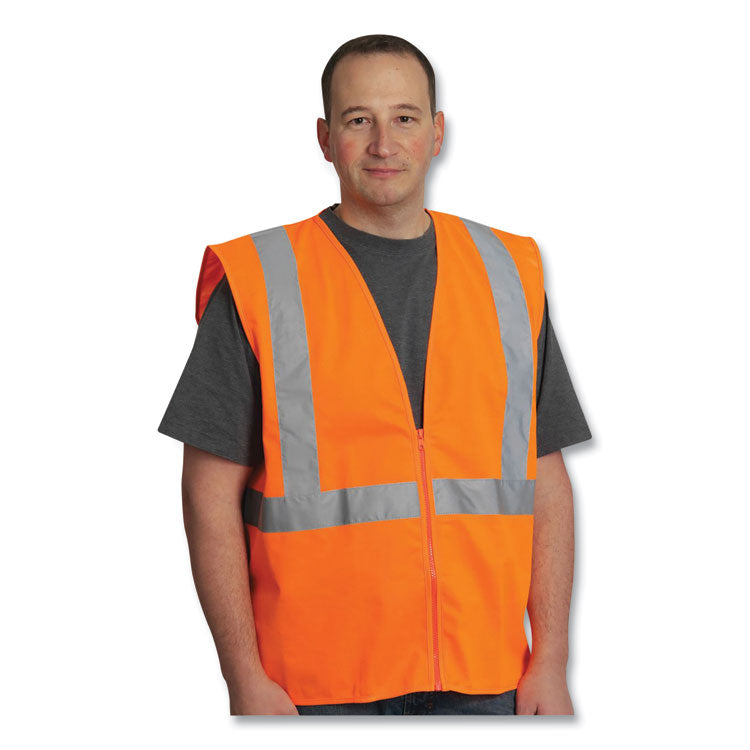 PIP ANSI Class 2 Two-Pocket Zipper Mesh Safety Vest, Polyester Mesh, 2X-Large, Orange (PID3020702ZOR2X) Each