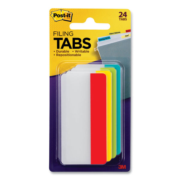 Post-it® Tabs Solid Color Tabs, 1/3-Cut, Assorted Colors, 3" Wide, 24/Pack (MMM686ALYR3IN) Pack of 24