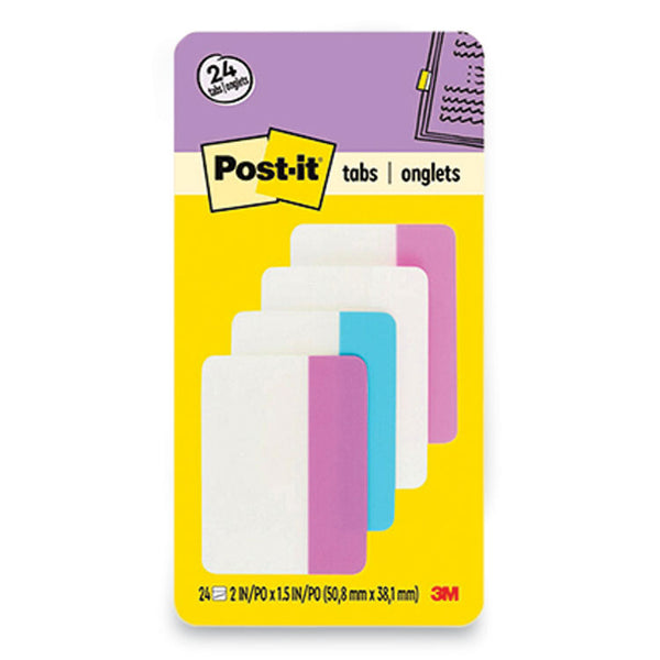 Post-it® Tabs Solid Color Tabs, 1/5-Cut, Assorted Pastel Colors, 2" Wide, 24/Pack (MMM686PWAV) Pack of 24