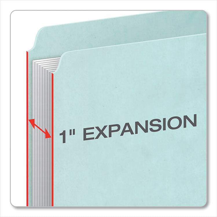 Pendaflex® Pressboard Expanding File Folders, 1/3-Cut Tabs: Assorted, Letter Size, 1" Expansion, Blue, 25/Box (PFX9200T13) Box of 25