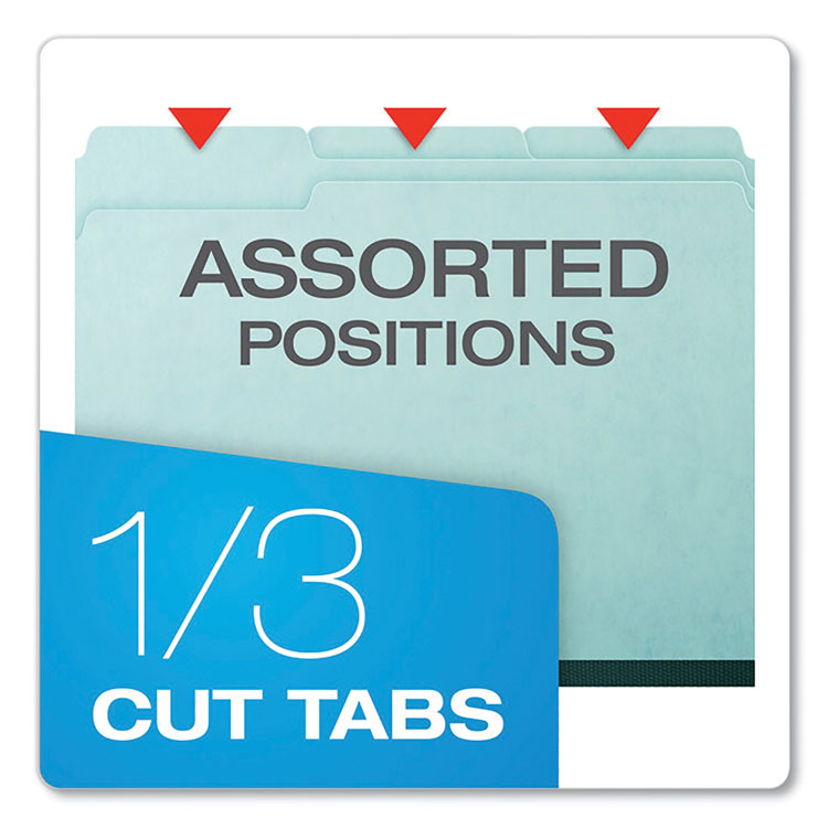 Pendaflex® Pressboard Expanding File Folders, 1/3-Cut Tabs: Assorted, Letter Size, 1" Expansion, Blue, 25/Box (PFX9200T13) Box of 25