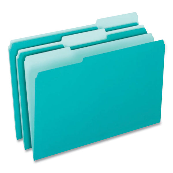 Pendaflex® Interior File Folders, 1/3-Cut Tabs: Assorted, Letter Size, Aqua, 100/Box (PFX421013AQU) Box of 100