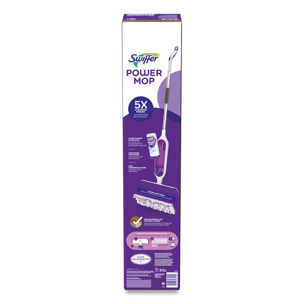 Swiffer® PowerMop Starter Kit, 15.4 x 5.3 White/Purple Cloth Head, 26" Silver Aluminum Handle (PGC07242)