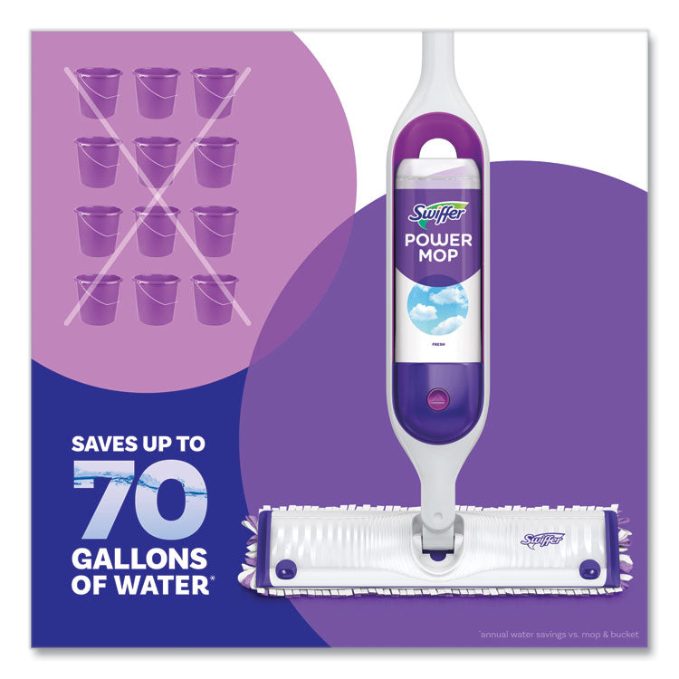 Swiffer® PowerMop Starter Kit, 15.4 x 5.3 White/Purple Cloth Head, 26" Silver Aluminum Handle (PGC07242)