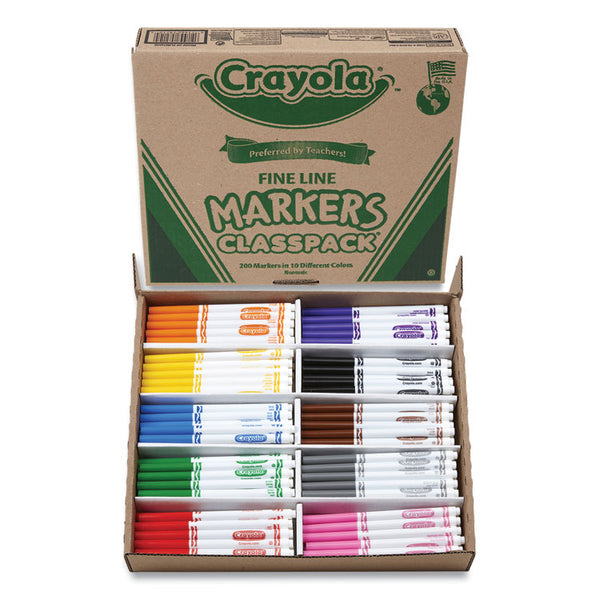 Crayola® Fine Line 200-Count Classpack Non-Washable Marker, Fine Bullet Tip, Assorted Colors, 200/Box (CYO588210) Box of 200