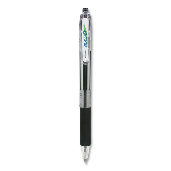 Zebra® ECO Jimnie Clip Ballpoint Pen, Retractable, Medium 1 mm, Blue Ink, Clear/Black Barrel, 12/Pack (ZEB22510)