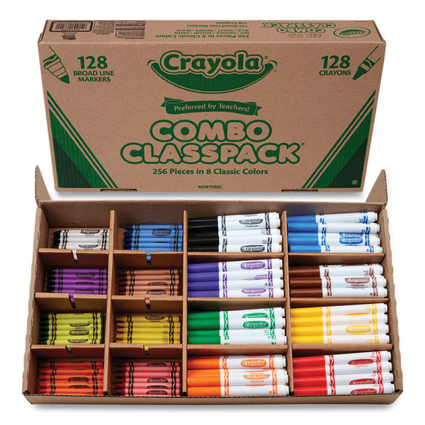 Crayola® Crayons and Markers Combo Classpack, Eight Colors, 256/Set (CYO523349) Set of 256