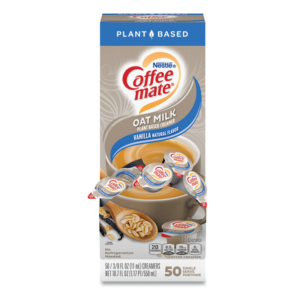 Coffee mate® Plant-Based Oat Milk Liquid Creamers, Natural Vanilla, 0.38 oz Mini Cups, 50/Box (NES19891BX)